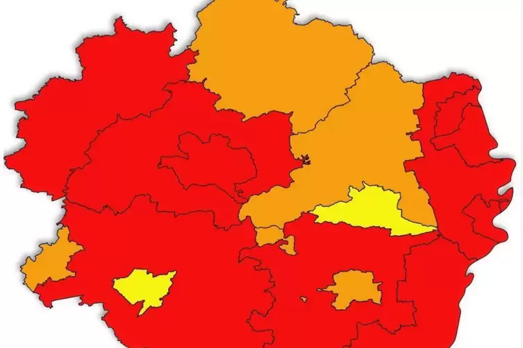 Die Corona-Ampel-Farben der Pfalz am 27. Oktober 2020