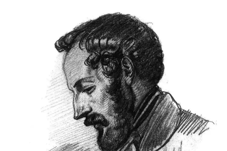 Heinrich Jakob Fried: Selbstbildnis aus seinem Tagebuch vom 3. Januar 1844.