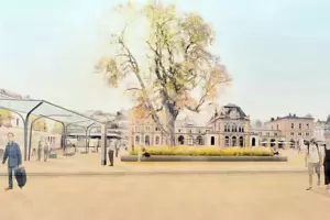 Ein erster Entwurf, wie der Platz einmal aussehen könnte. Ein erster Entwurf, wie der Platz einmal aussehen könnte.