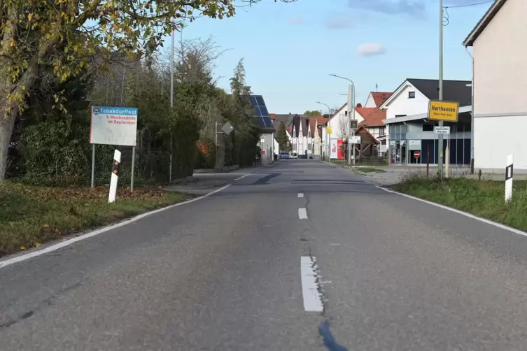 S&uuml;dliche Ortseinfahrt von Harthausen: In der dortigen Schwegenheimer Stra&szlig;e klagen Anwohner ebenfalls &uuml;ber zu schnelle Verkehrst
