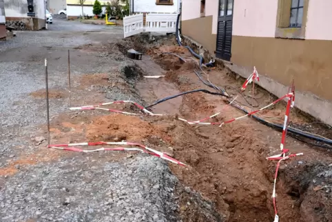 Die Arbeiten in der Tränkgasse wurden sofort beendet, nachdem die Granate gefunden wurde. 