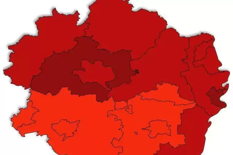 Die Pfalz ist am Donnerstag wieder komplett im Bereich „Alarmstufe rot“.