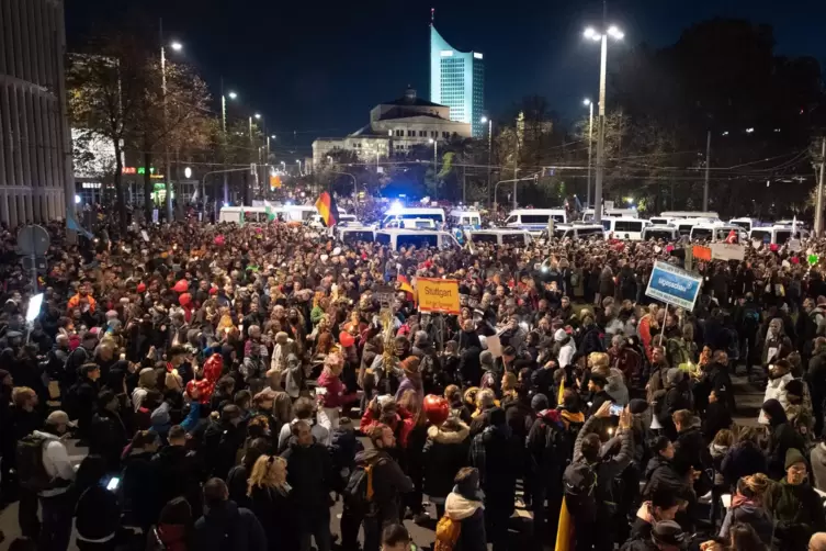 Bilder von vor zwei Wochen: Demonstranten in Leipzig. 
