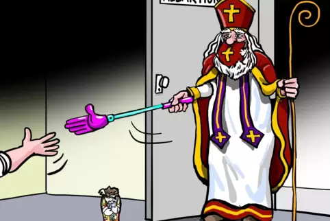 Unser Karikaturist ist zwar nicht aus dem Hornbachtal, und er ist auch keine zehn mehr, aber falls am Ende noch ein Nikolaus übr