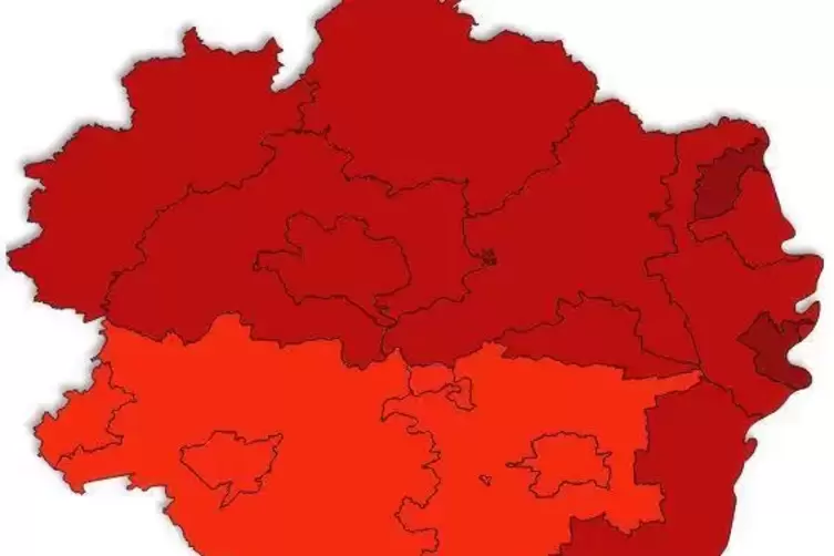 Im Südwesten ist die Corona-Karte etwas heller als im Rest der Pfalz. 