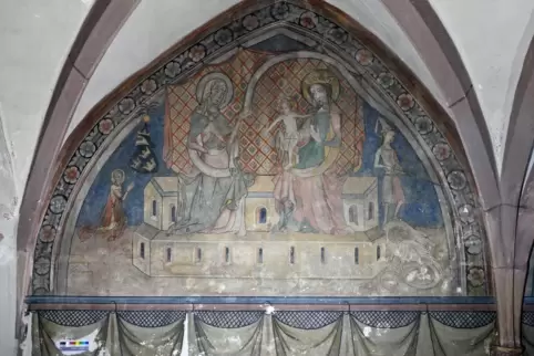 Ein Bild in der Taufkapelle zeigt das Verlöbnis der Katharina mit dem Jesuskind.