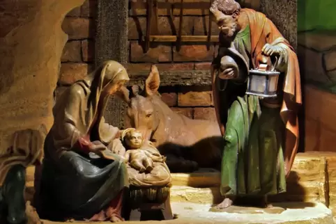 Die Szene mit dem Jesuskind: Detail der Domkrippe. 