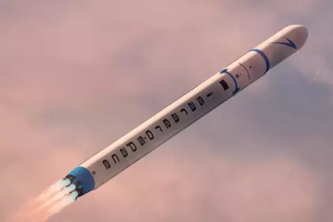 Das computergenerierte Bild zeigt die geplante Trägerrakete des Münchener Raketenbauers Isar Aerospace.