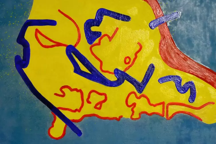 Viele der &Ouml;lbilder von Ute Rinck &ndash; hier ein namenloses Werk &ndash; sind sehr bunt.