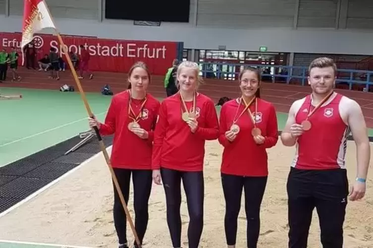 Die vier neuen Landeskadermitglieder des TV Thaleischweiler: (von links) Leandra Weiß, Ann-Sophie Becker, Lara Schwarz und Danie