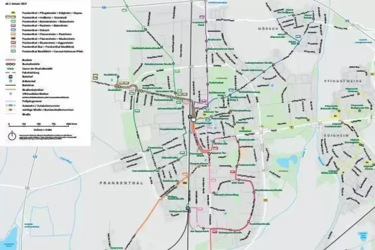 Auf elf Linien sind in Frankenthal Busse unterwegs.