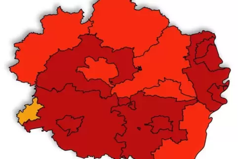 Nur Zweibrücken und Altenkirchen weisen derzeit eine Sieben-Tage-Inzidenz unter 50 auf. 