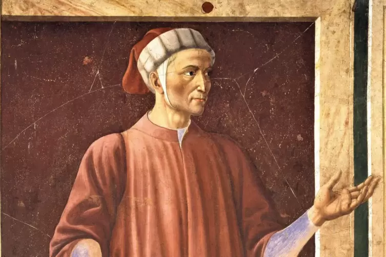 Dante-Darstellung einer Freskenserie von Andrea del Castegno (ca. 1450), Florenz, Uffizien.