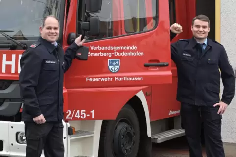 Das Führungsteam der Freiwilligen Feuerwehr Harthausen: Frank Sammet (links) und Tobias Seitzmayer. 