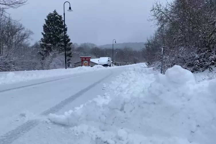 Gartenstra&szlig;e in Reifenberg: Wo der Schneepflug ger&auml;umt hat, schneit die Stra&szlig;e direkt wieder zu. 
