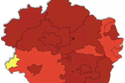 Nur Zweibrücken weist in der Pfalz eine Sieben-Tages-Inzidenz von unter 50 auf. 