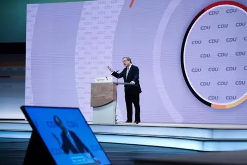 Armin Laschet während seiner Rede beim digitalen CDU-Parteitag. 