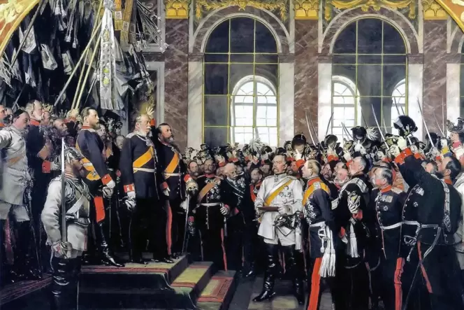 Kaiserproklamation in Versailles: Im Beisein Otto von Bismarcks wird Willhelm feierlich als Kaiser des Deutschen Reichs ausgeruf