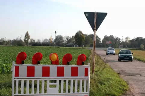 Unser Archivbild zeigt Autos, die auf einem Wirtschaftsweg bei Queichheim eine Baustelle umfahren. 
