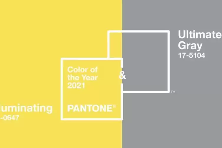 Pantone-Trenfarben &bdquo;Illuminating&ldquo; und &bdquo;Ultimate Grey&ldquo; . 