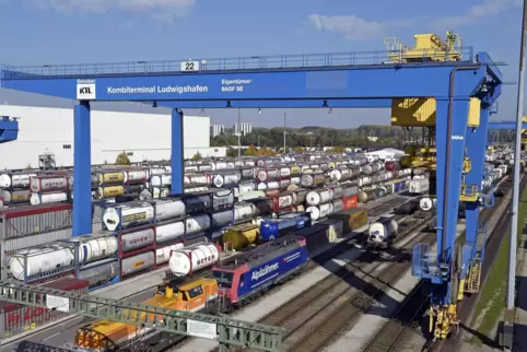 Züge vom Kombiterminal auf dem Ludwigshafener BASF-Gelände kämen für die Fahrt über die Germersheimer Rheinbrücke in Frage. 