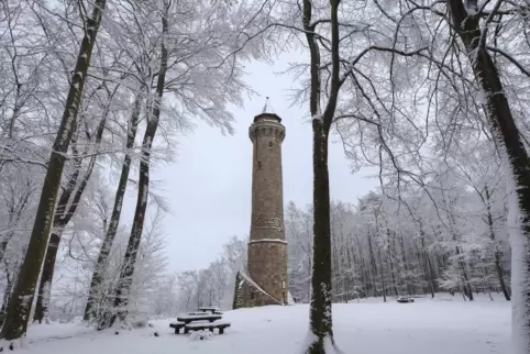 Der Humbergturm im Schnee.