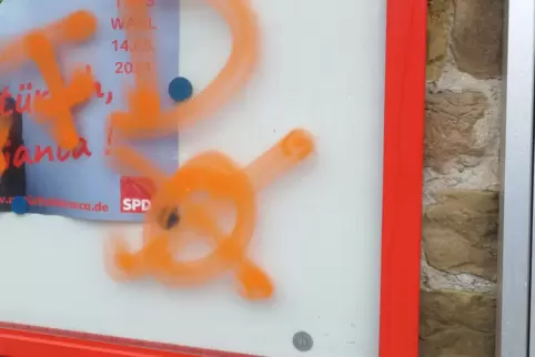 Mit Farbe wurden Wahlplakate in Dannstadt beschmiert. 