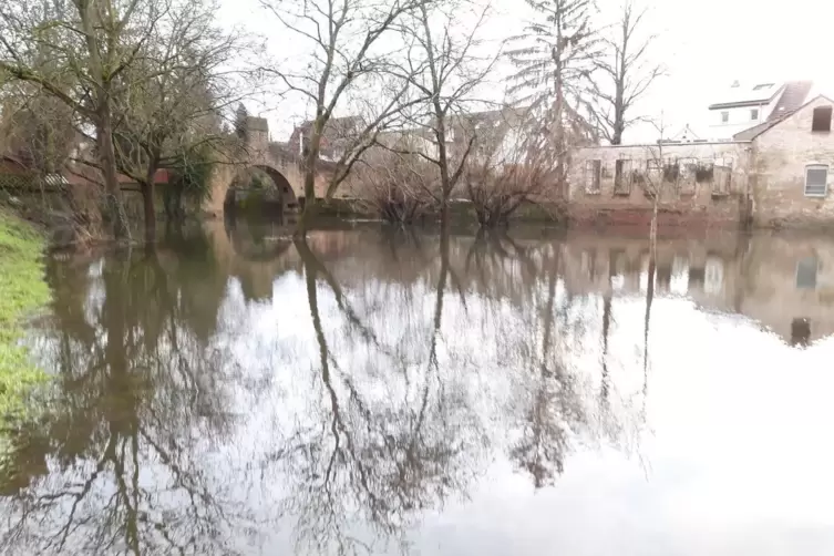 2021: RHEINPFALZ-Leser Wolfgang Germann hat den &bdquo;See&ldquo; vor dem Riegel in der Altstadt fotografiert. 