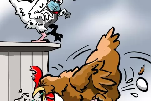 Uffbasse! Auch für Haushühner gilt: Immer schön in die Flügelbeuge niesen. Sonst kriegen noch alle den Bibbser.