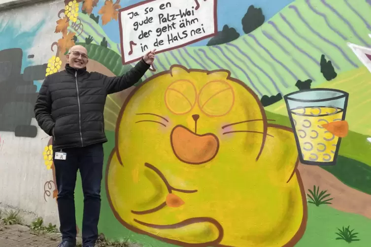 Lustig: Schorle-Graffito in der Oppauer Unterf&uuml;hrung.