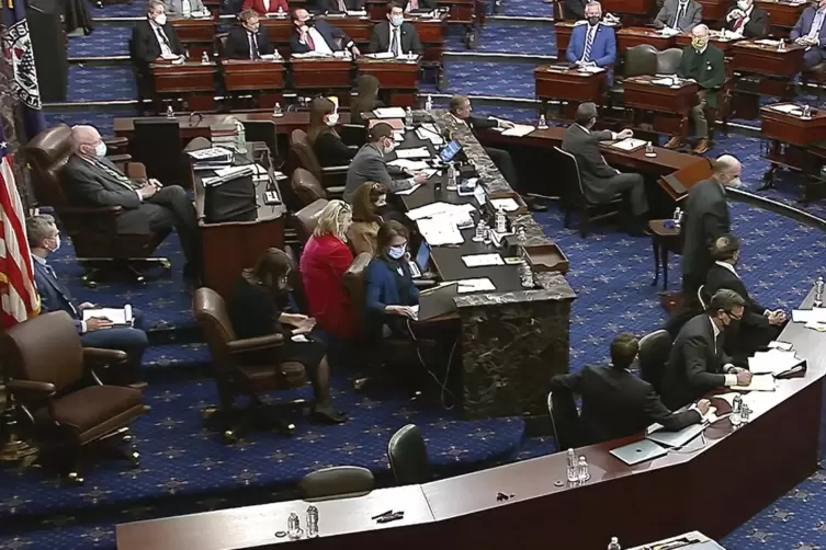 Szene aus dem Senat beim Impeachmentverfahren am Samstag.