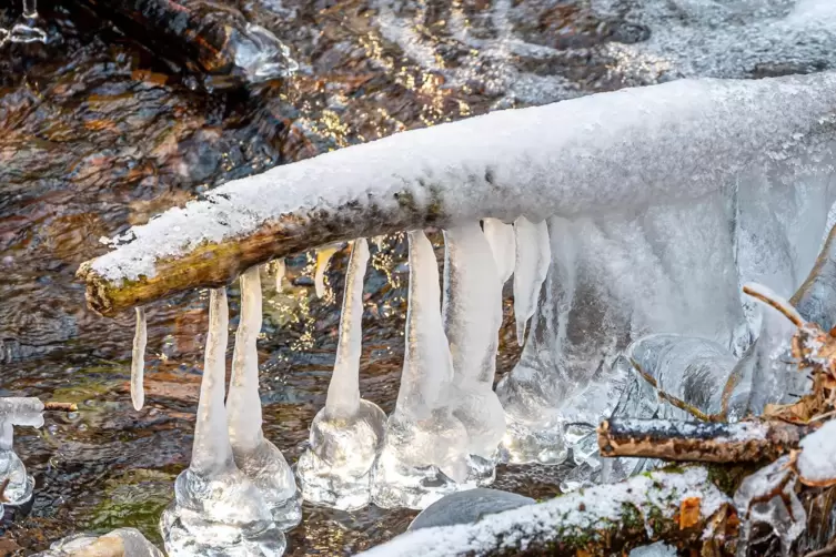 Auch diese Eisbuckel entstehen nur bei ganz bestimmten Temperaturverh&auml;ltnissen um den Gefrierpunkt. 