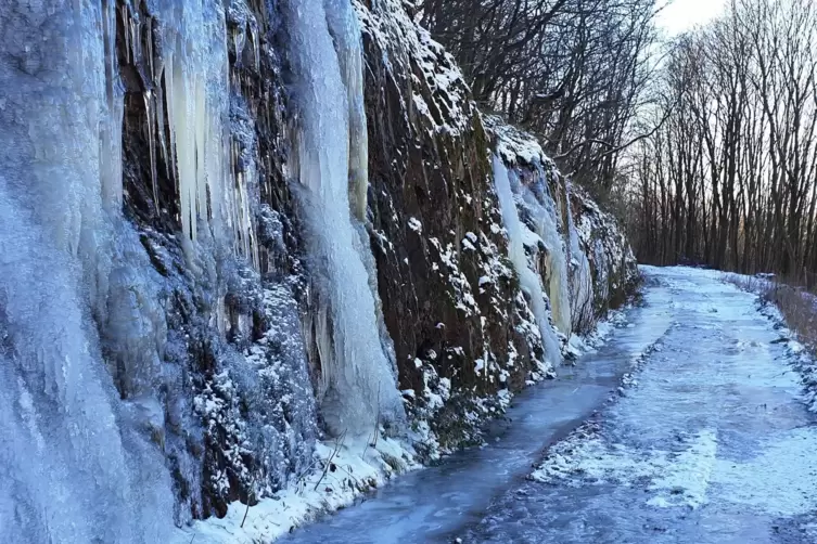  Im Winterthal bei Falkenstein ist Vorsicht geboten. Rechts neben der Stra&szlig;e geht es steil bergab. 