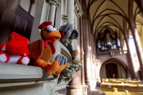 Karneval der (Stoff-)Tiere in der Marienkirche: Im Gottesdienst am Sonntag griff Pfarrer Martin Olf das Thema des Konzerts auf u