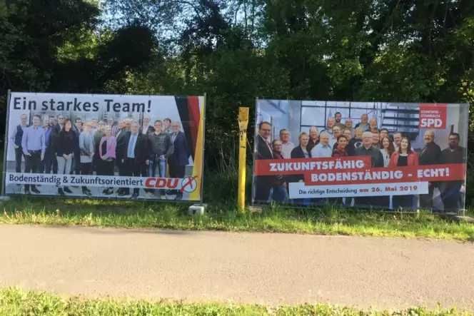 Die bodenständige und zukunftsorientierte CDU gegen die zukunftsfähige, bodenständige und echte SPD – Plakate aus dem Contwiger