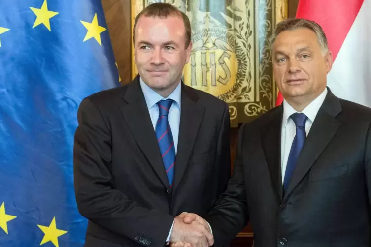 Manfred Weber (links) und Viktor Orban im Jahr 2015. 