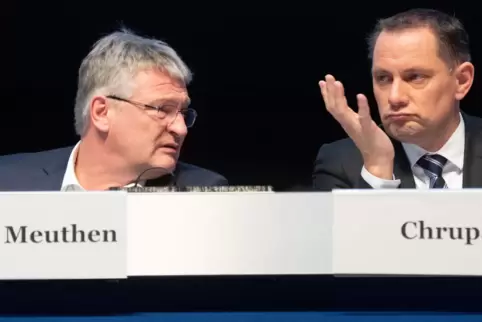Die AfD-Parteivorsitzenden Jörg Meuthen (links) und Tino Chrupalla wollen alle rechtlichen Möglichkeiten ausschöpfen, um die Beo