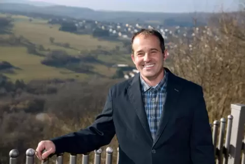 AfD-Kandidat Marco Staudt auf dem Remigiusberg. 