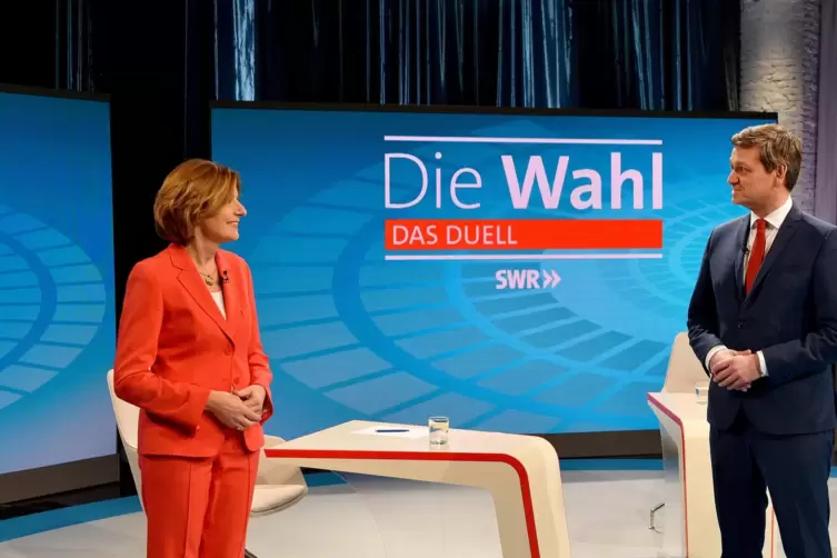 In der Redezeit übertrumpft Malu Dreyer (SPD) ihren Herausforderer Christian Baldauf (CDU). 