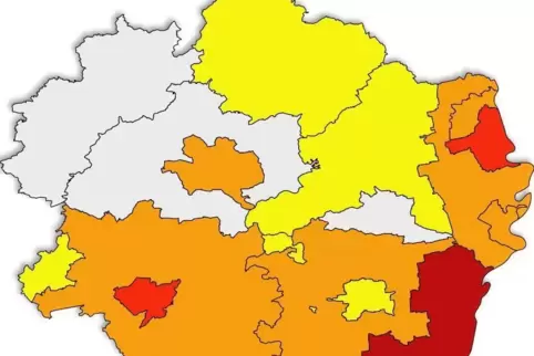 Der Kreis Germersheim weist erneut die höchste Sieben-Tage-Inzidenz auf. 