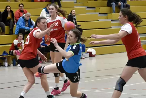 14 Monate her: HSG Lingenfeld/Schwegenheim (rot) spielt in der Pfalzliga bei SG Lambsheim/Frankenthal.
