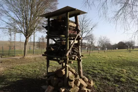 Einer der Lebenstürme steht am Sportplatz.