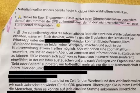 Dieser Auszug aus einem Schreiben an CDU-Mitglieder sorgte am Wahlsonntag für Gesprächsstoff. 