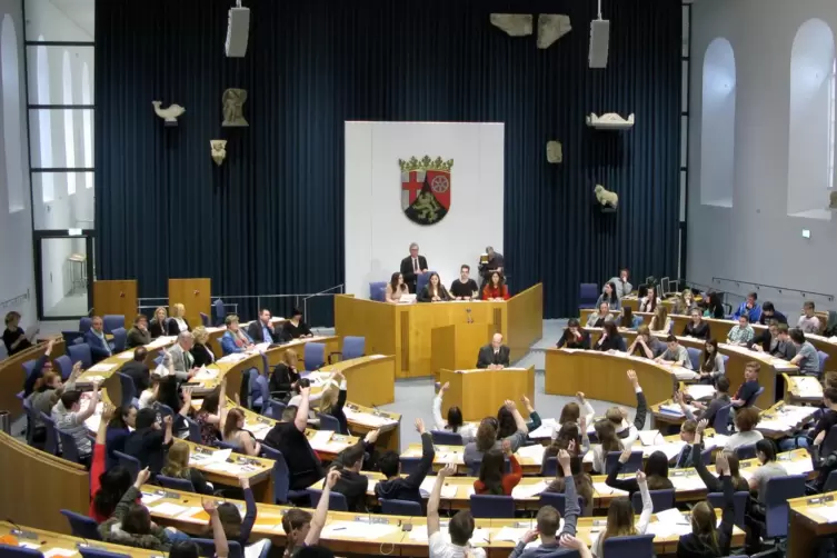 Der Plenarsaal im Landtag in Mainz.