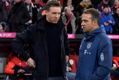 Die Mannschaften von RB-Trainer Julian Nagelsmann und Bayerns Hansi Flick sollen im Topspiel offenbar vor Zuschauern spielen. 