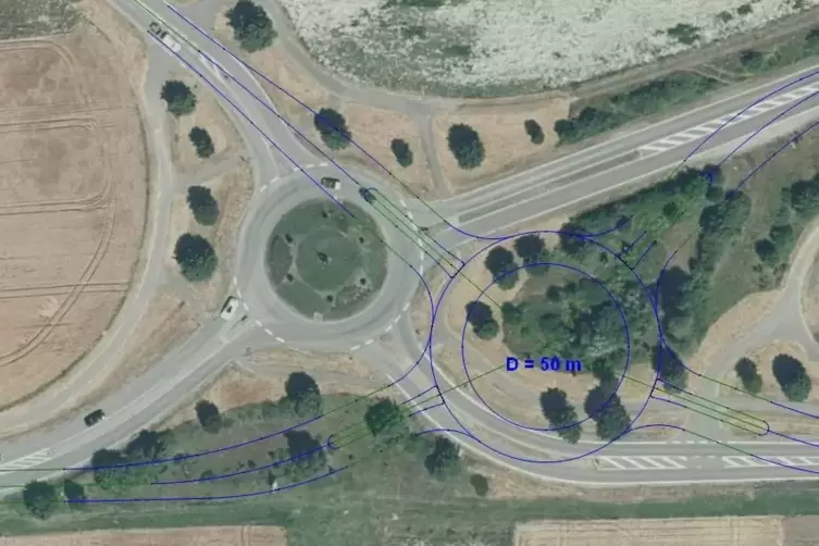 Direkt neben den bestehenden Kreisel soll ein neuer gebaut werden. Dieser soll nach seiner Fertigstellung den alten Kreisverkehr