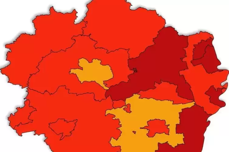 Nur Kaiserslautern und Zweibrücken haben in der Pfalz eine Sieben-Tage-Inzidenz, die unter 50 liegt.