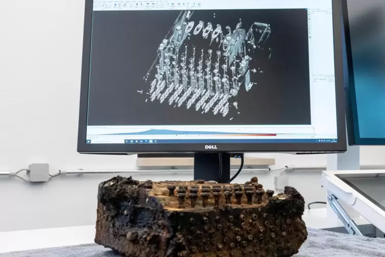 Mit einem Computertomographen aus der Medizintechnik wurde eine 3D-Ansicht des Gerätes erzeugt. 