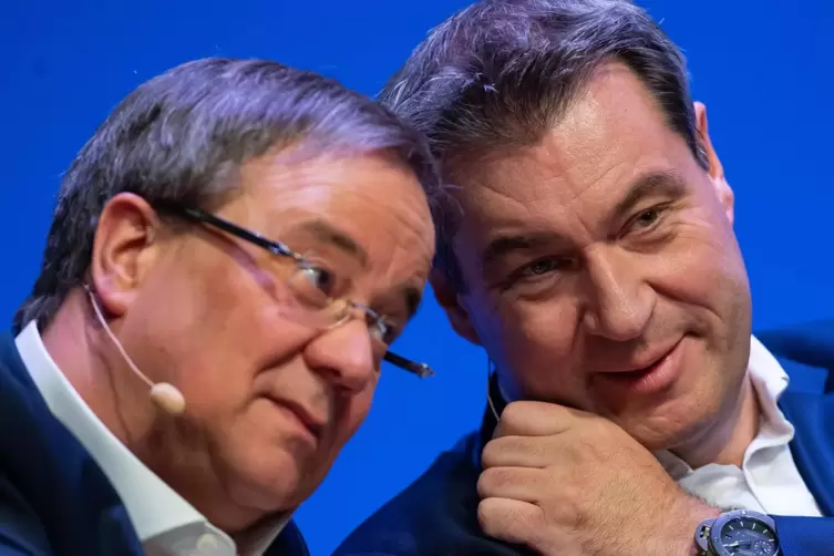Der CDU-Vorsitzende und sein Konkurrent aus Bayern: Armin Laschet (links) und Markus Söder von der CSU. Beide können sich die Na