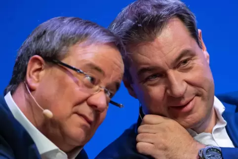 Der CDU-Vorsitzende und sein Konkurrent aus Bayern: Armin Laschet (links) und Markus Söder von der CSU. Beide können sich die Na